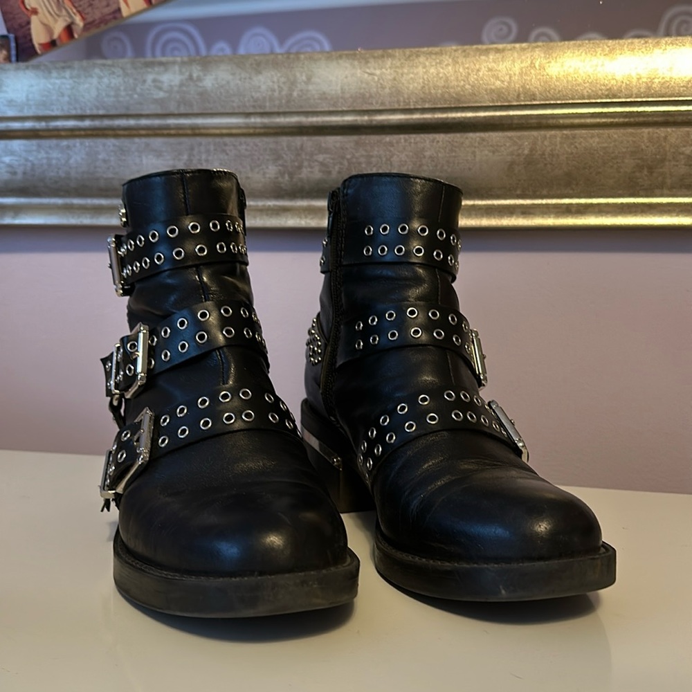 Guess studded black leather ankle boots
